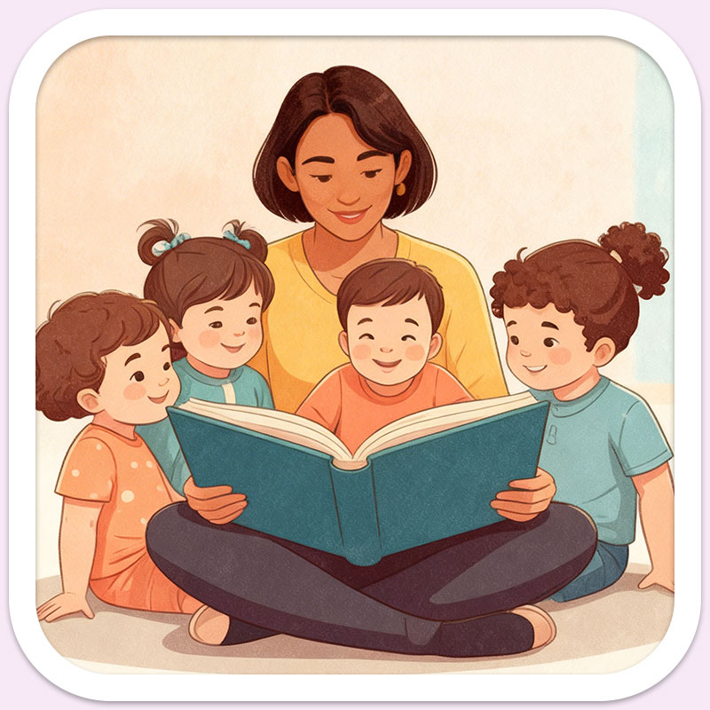 Teacher reading to kids